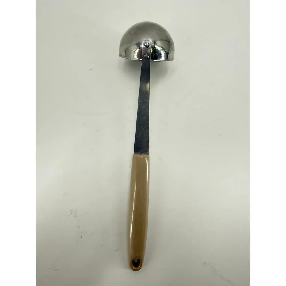 Flint Stainless USA Soup Ladle Floral Handle Vintage Mid Century Kitchen Utensil